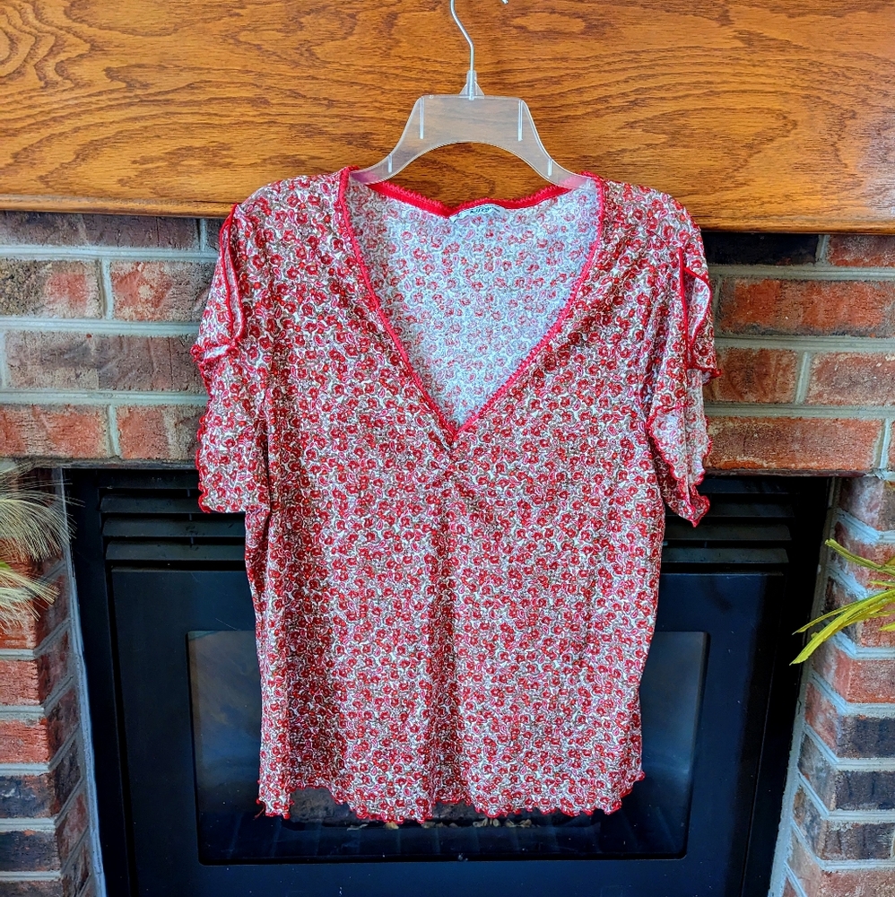 Self-esteem pink paisley top women's size XL
